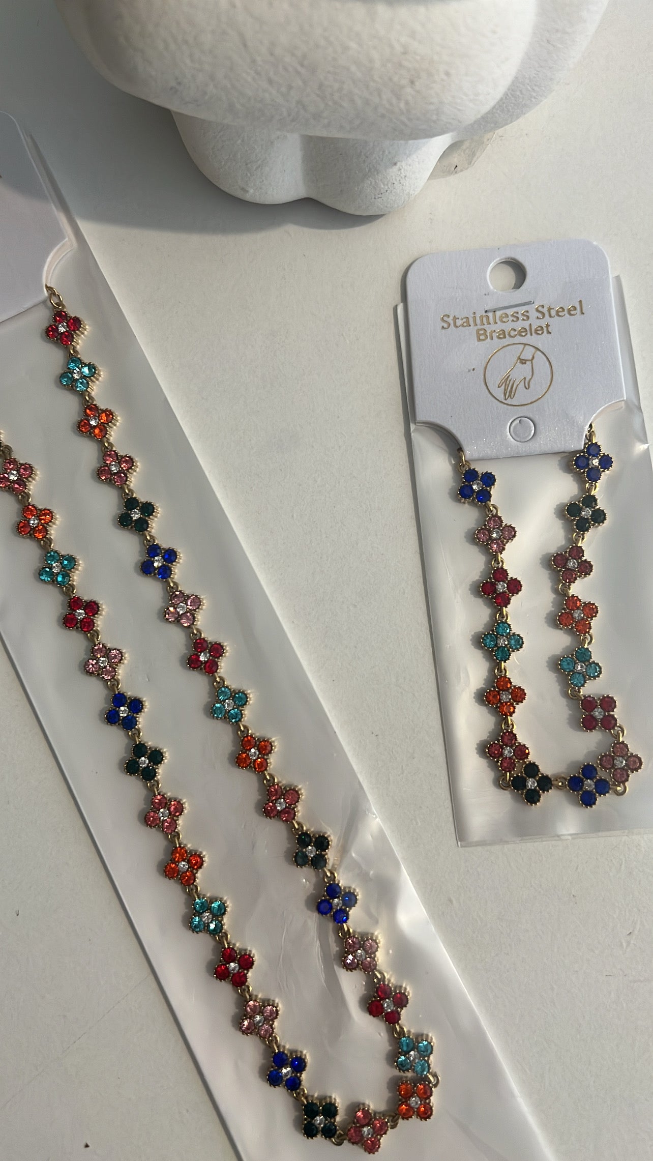 Collier/bracelet multicolore acier inoxydable